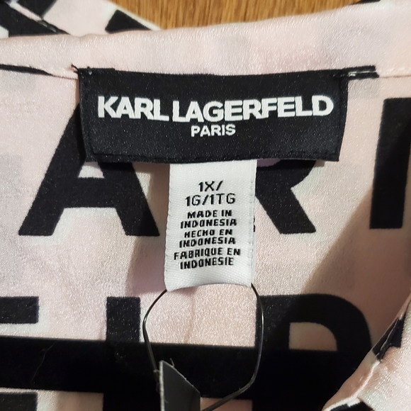 Karl Lagerfeld. NWT 1X PINK BLACK. SHORT SLEEVE. LIGHTWEIGHT - Picture 4 of 10
